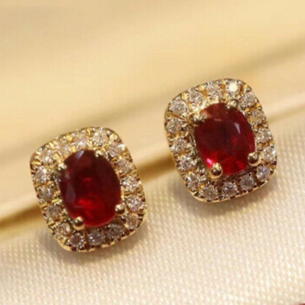 New 18k gold plated diamond earrings